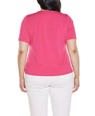 Plus Size Grommet and Nailhead Pleated-Hem Top