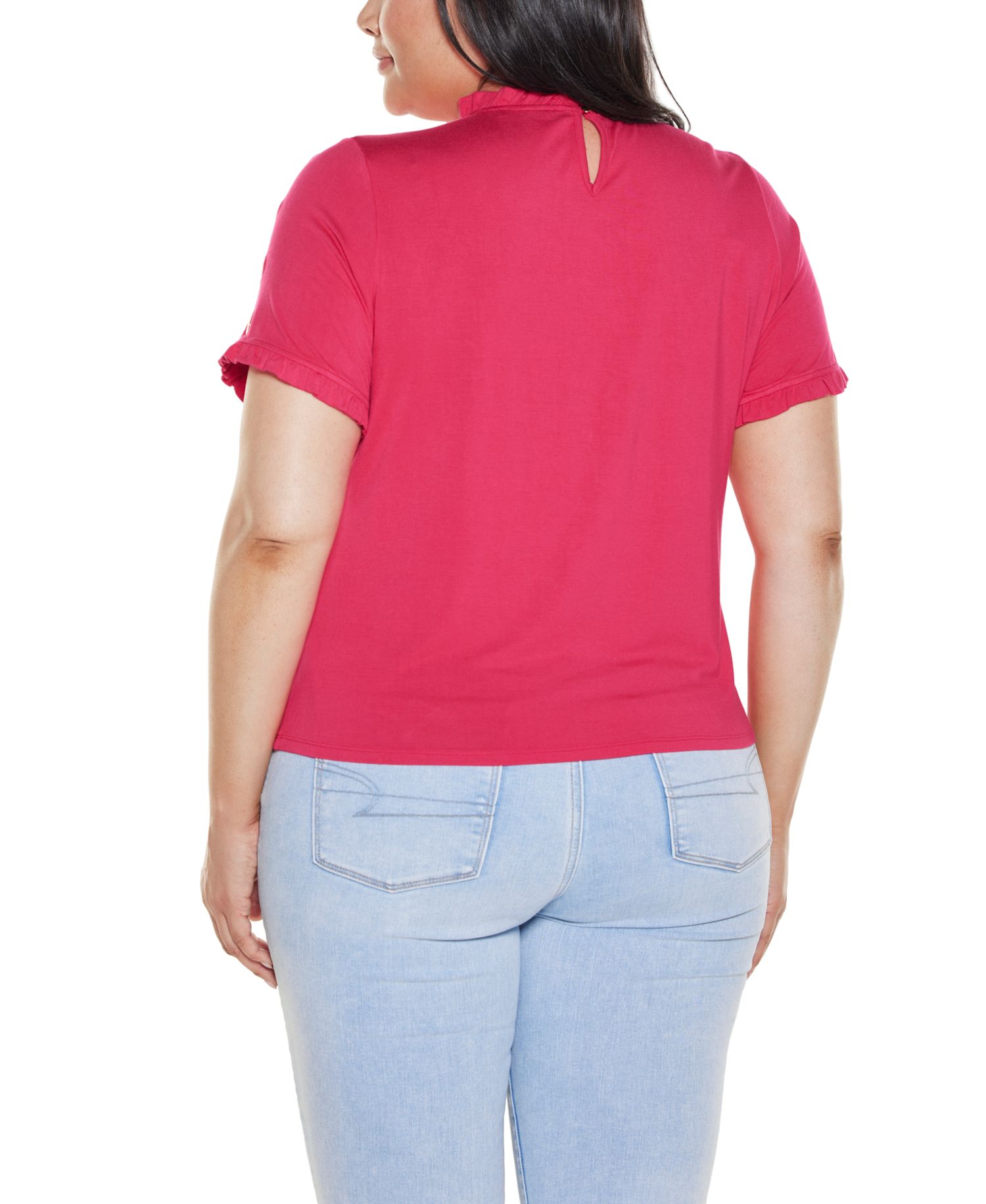 Plus Size Ruffle-Trim Grommet Knit Top