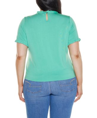 Plus Size Ruffle-Trim Grommet Knit Top