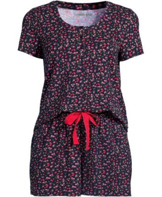 Women's Knit 2 Piece Pajama Set - Short Sleeve Top and Shorts