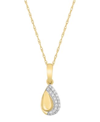 Diamond Pendant Necklace (1/20 ct. t.w.) in 10k Yellow Gold Over White Rhodium