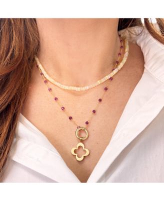 Ruby Bead Chain Necklace 14K Gold