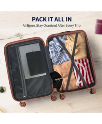 3 Piece Hardshell Luggage Set with Spinner Wheels TSA Lock and Aluminum Telescopic Handle