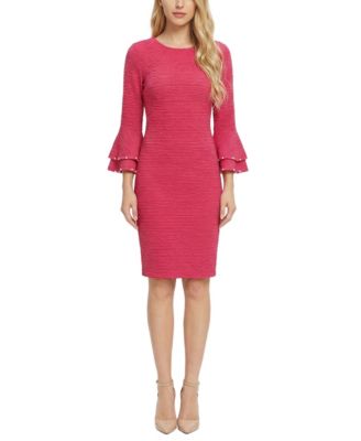Petite Long-Sleeve Dress With Bell Cuffs