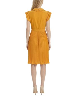 Petite Plisse Pleated Short-Sleeve Dress