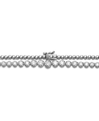 Timeless Sterling Silver Graduated-Size CZ Tennis Necklace