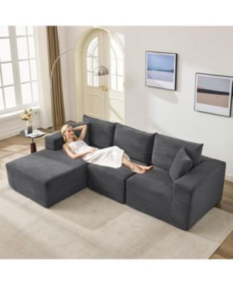 108" Modular Sectional Sofa - L Shaped Boneless Cloud Couch with 67.5" Chaise, Reversible L/R Facing, No Assembly Required