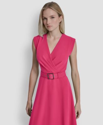 Women's V-Neck Belted Dress