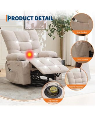 Power Lift Recliner Chair for Elderly - Electric Massage and Heat Recliner with 45° Assist Stand