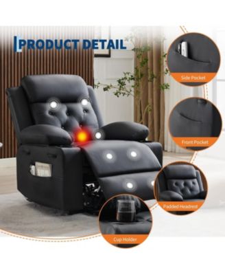 Oversized Power Lift Recliner Chair for Elderly, Electric Lift Chair with Vibration Massage and Lumbar Heating