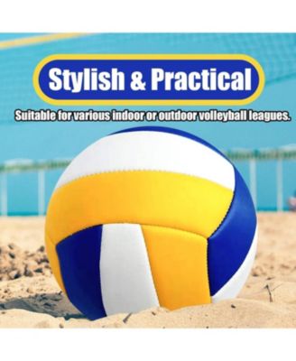 Official Size 5 Volleyball with Premium PU Leather and Soft Touch Surface Includes Ball Pump Inflation Needle and Mesh Carrying Bag