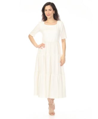 Women's Square Neck Short-Sleeve Tiered Dress