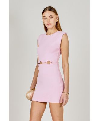 Women's Ring Detailed Power Shoulder Mini Knit Dress