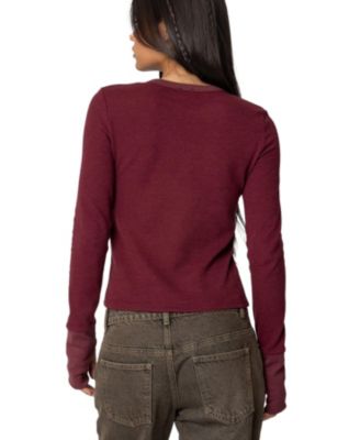 Women's Waffle Long Sleeve T Shirt