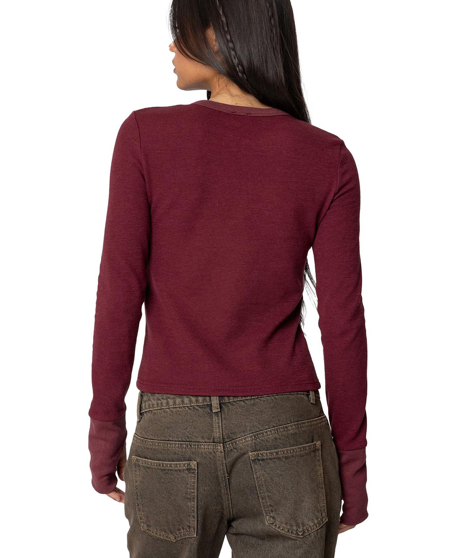 Women's Waffle Long Sleeve T Shirt
