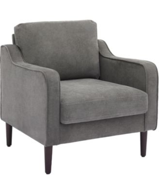 Mid-Century Modern Accent Chairs,Modern Linen Fabric Armchair for Living Room,Comfy Sofa Chairs with Scooped Arms
