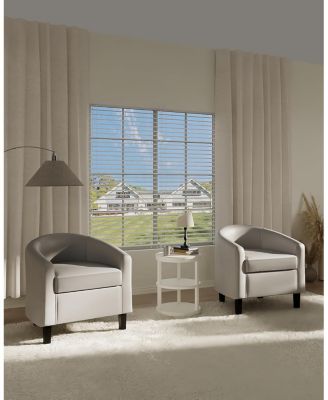 Accent Chairs Faux Leather Chairs Barrel Club Chairs Comfy Living Room Chairs with Sturdy Legs for Bedroom Reading Room Waiting Room