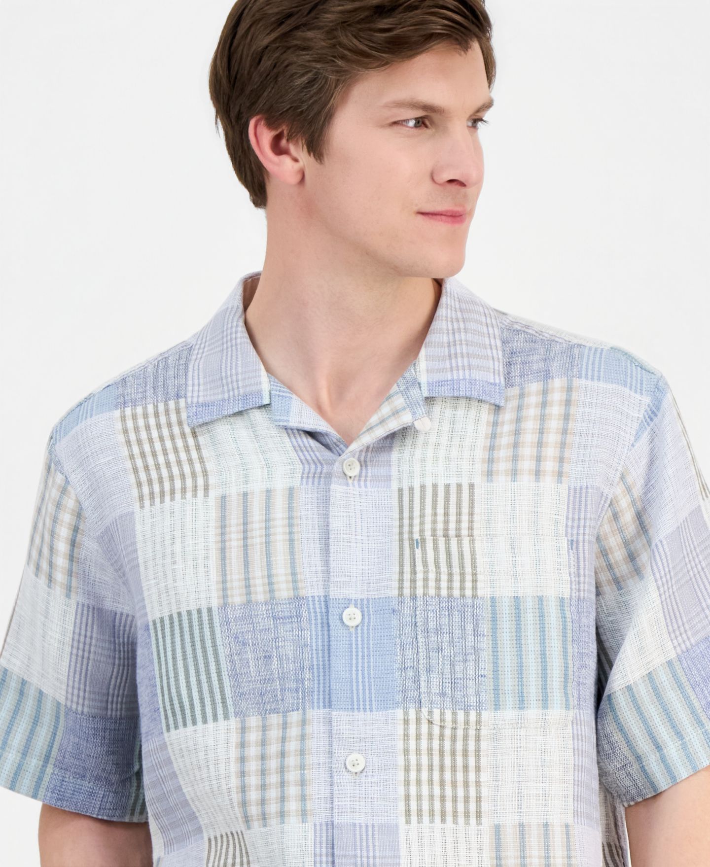 Мужская рубашка Tommy Bahama Patchwork Sands Linen-Blend, цвет: Рыжевато-коричневый — фото 4