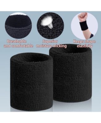10 Pairs Wrist Sweatbands for Men and Women Cotton Terry Cloth Absorbing Wrist Bands for Tennis Basketball Running and Gym Training.