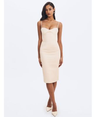 Women's Gracie Butter Ruched Satin Midi Dress