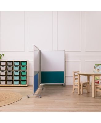 Mobile Dry-Erase and Flannel Split Room Divider, 3-Panel
