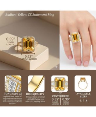 Radiant 14K Gold Plated Yellow Cubic Zirconia Statement Ring