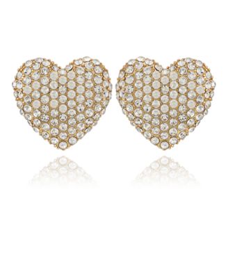 Glass Stone Heart Stud Earrings