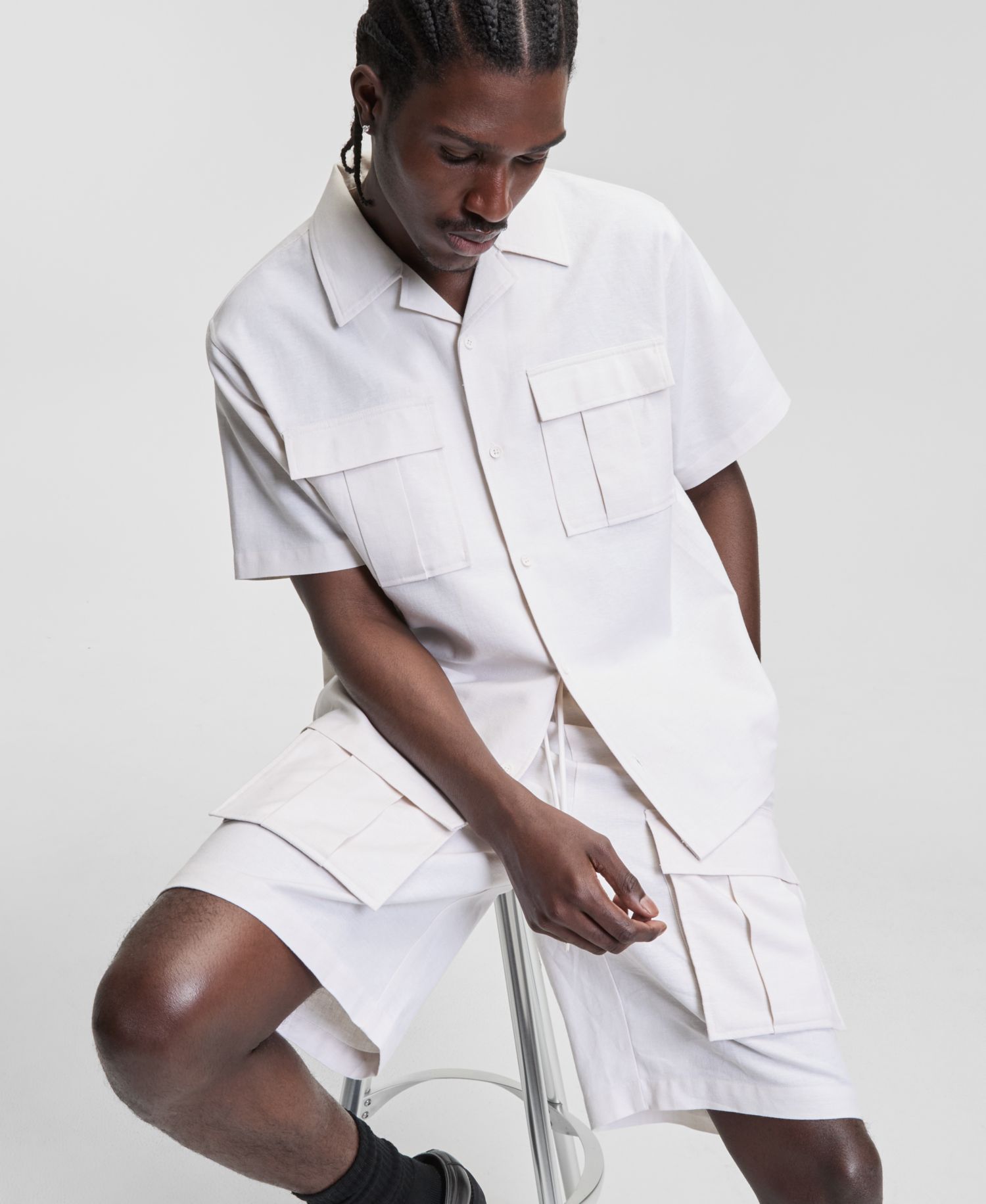 Men's Linen & Cotton Relaxed Utility Shirt