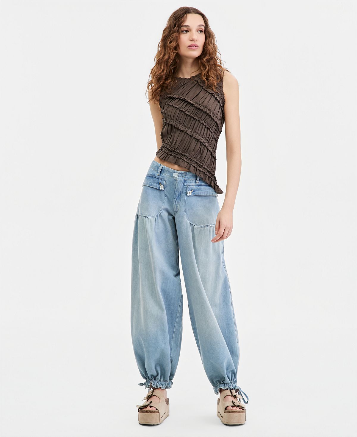 Free People Women's Lotus Tie Hem Balloon Jeans view 4 — MAYCSS fashion products