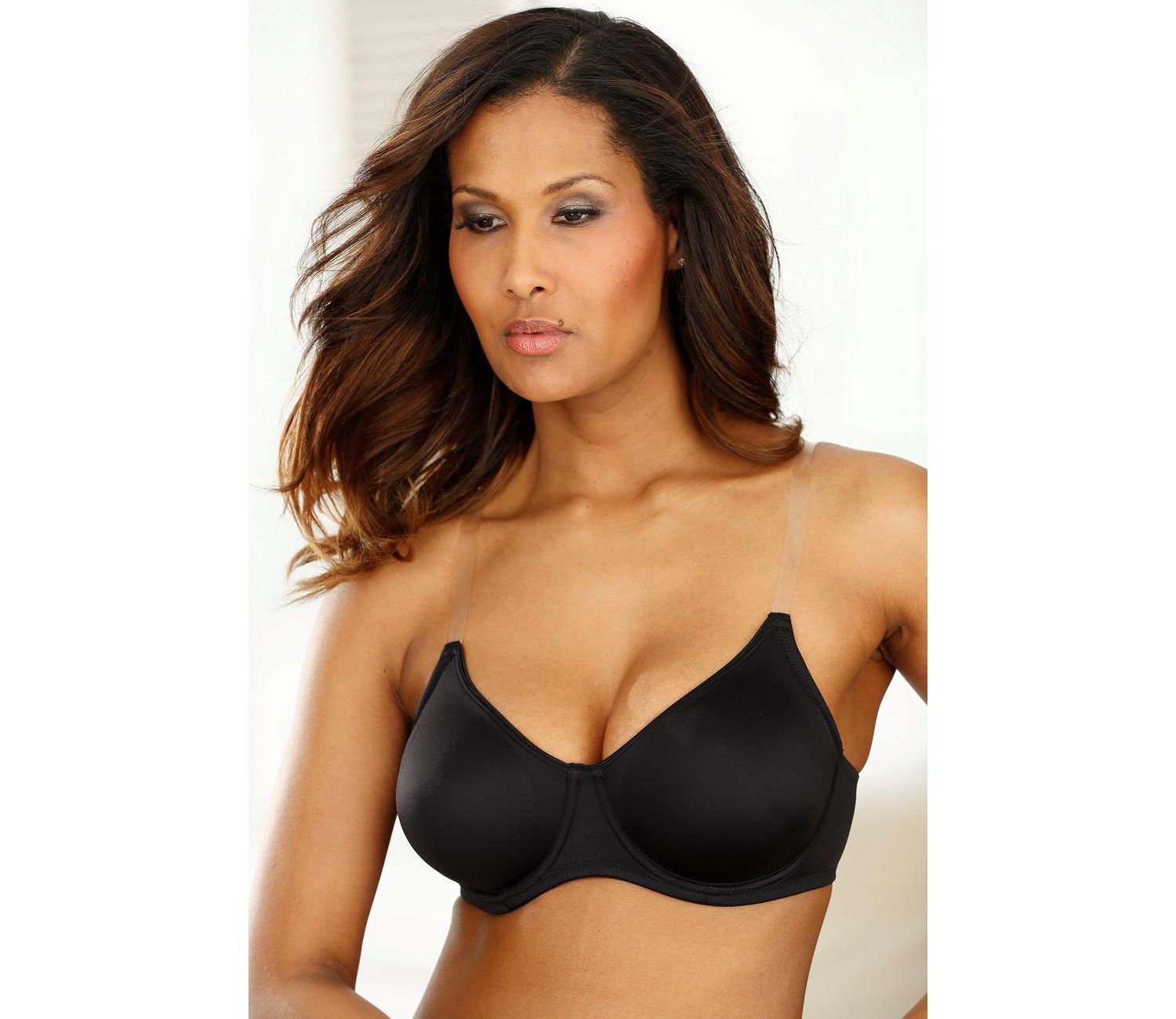 Women's Clear Strap Underwire Non-Padded T-Shirt Bra