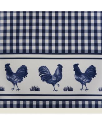 Lightweight Plaid Country Farmhouse Rooster Window Rod Pocket Curtain Valance - Navy
