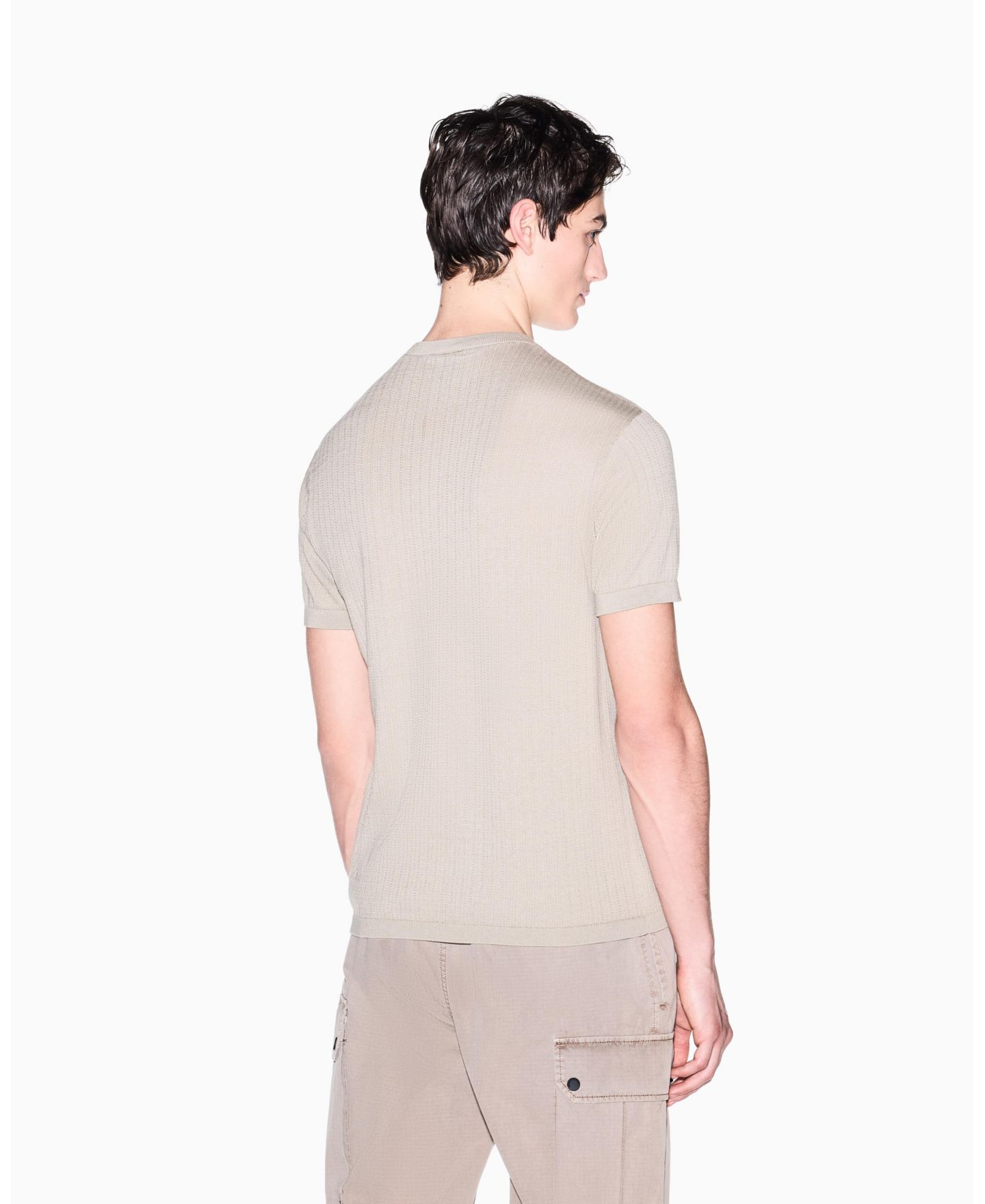 Мужской свитер A|X Armani Exchange Ibiza X Short Sleeve Ribbed, цвет: Бежевый — фото 5