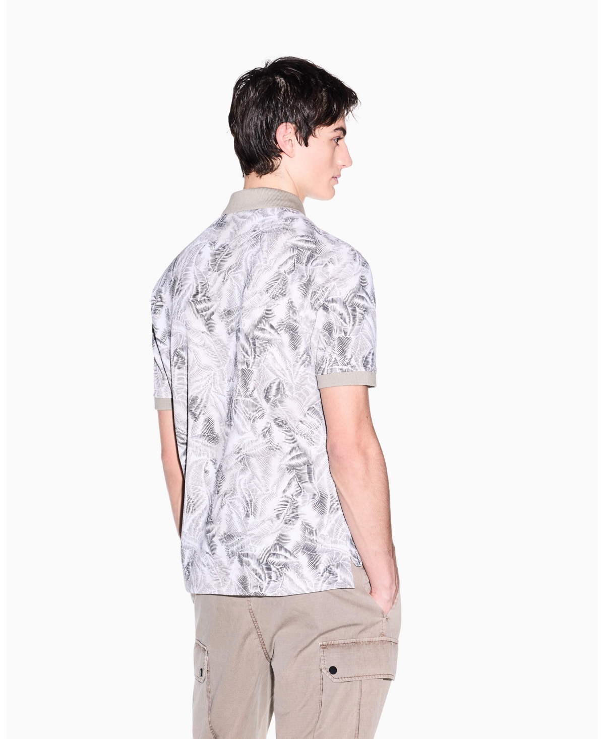 A|X Armani Exchange Men's Ibiza X Pique Leaf Print Polo Shirt