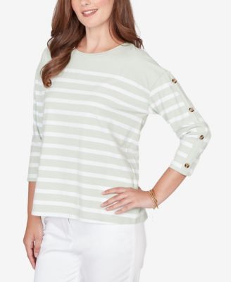 Petite Yarn Dyed Stripe Knit Top