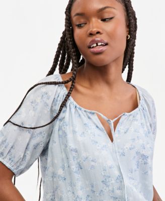 Women's Printed Short-Sleeve Bubble Top