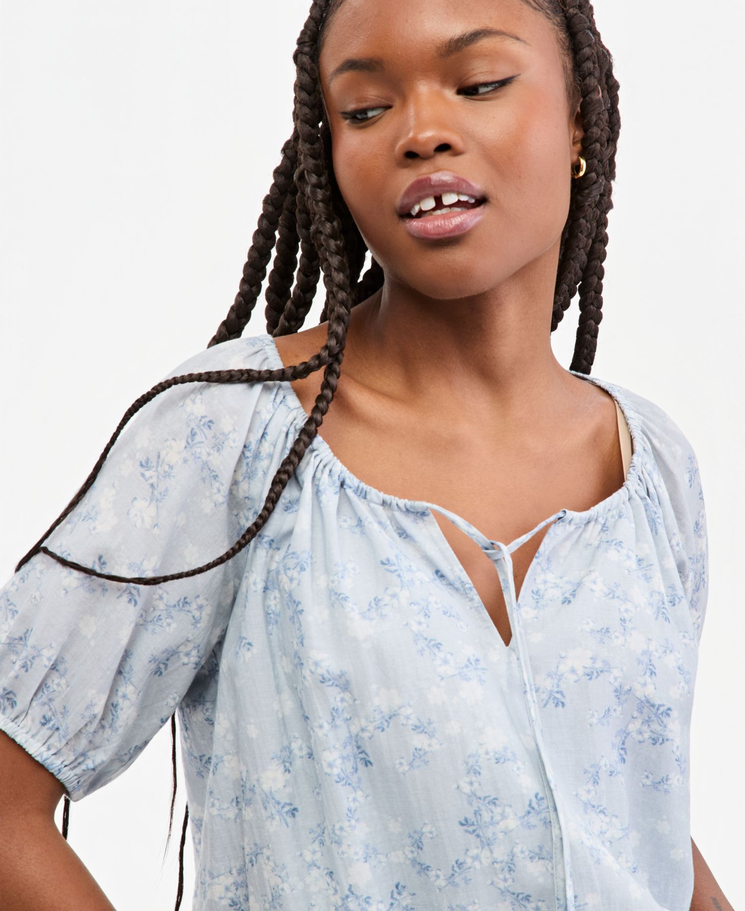 Women's Printed Short-Sleeve Bubble Top