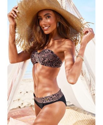 Women's Leopard Cheetah Print Fold Over Bikini Swimsuit Bottom