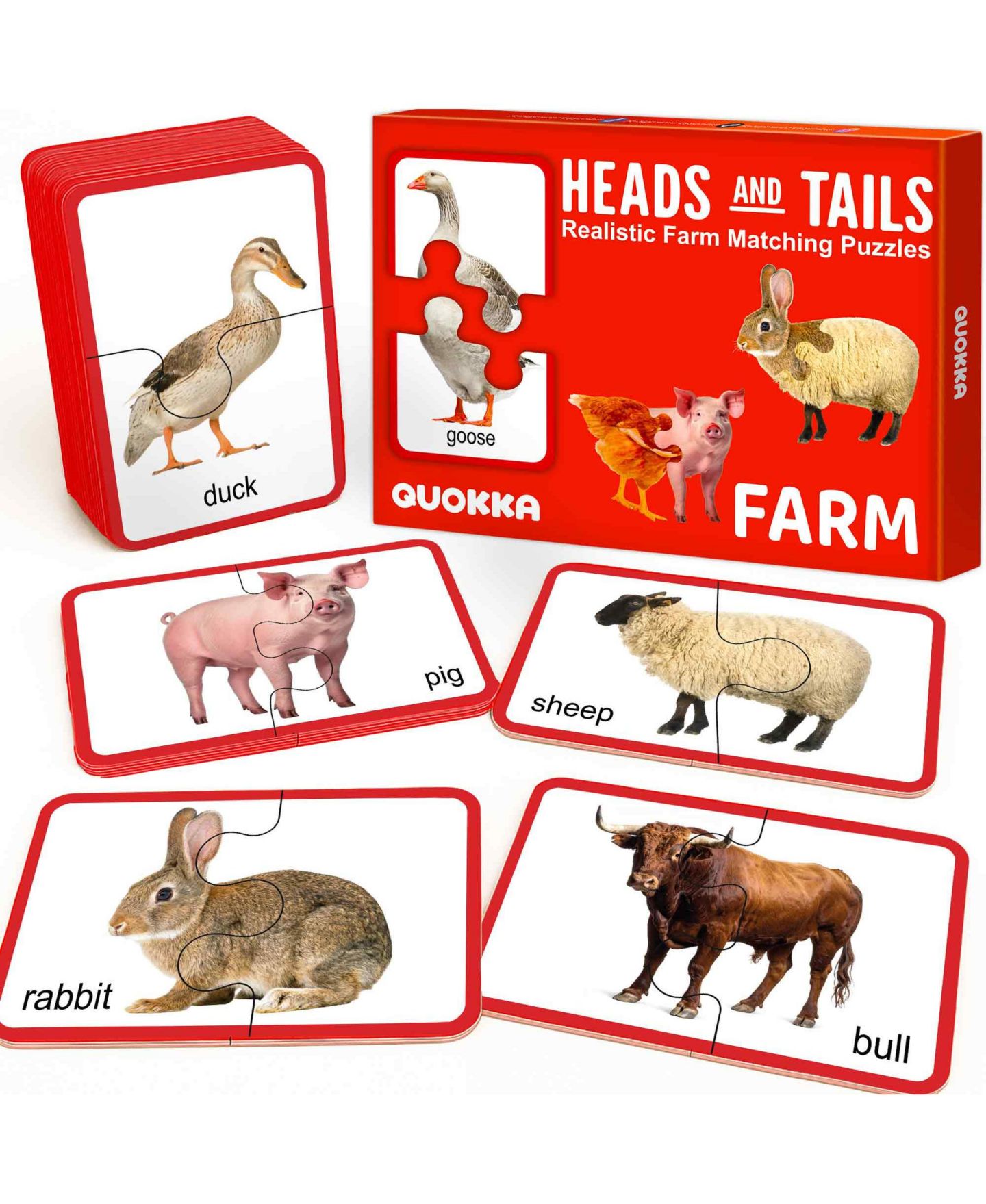 Детский пазл Quokka Animal Matching Puzzle, 16-Piece, Ages 2–4, цвет: Farm — фото 1