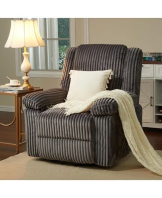 Corduroy Recliner Chair, Manual Recliner Sofa with Handle, Pillow Top Arms, Thick Padding, Side Pocket, 330Lbs Capacity