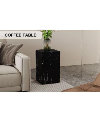  Black Marble Texture MDF Coffee Table - Luxurious Design, Rectangular Accent.