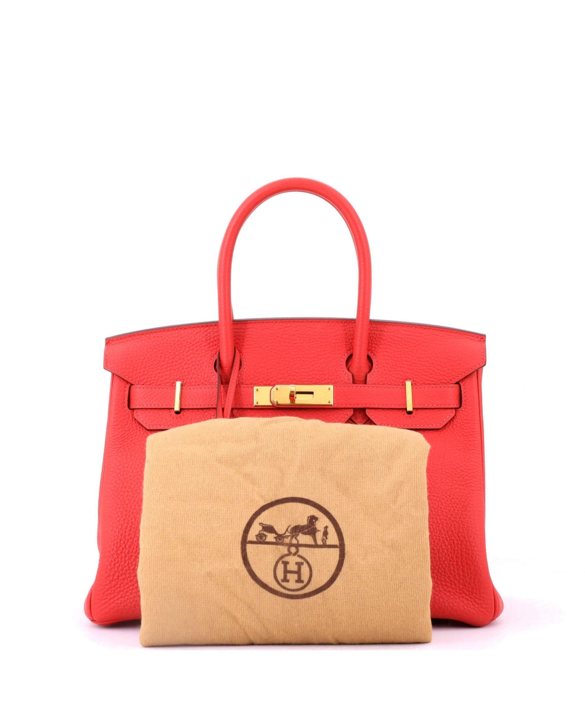 Pre-Owned HERMES Birkin 30 Handbag Red Togo with Gold Hardware