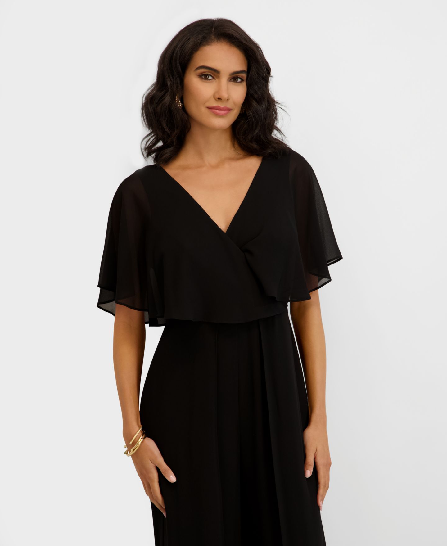 Женский комбинезон Kensie Flutter-Sleeve Jumpsuit, цвет: Чёрный — фото 3