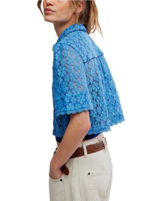 Women's Mannie Lace Button Down Collared Top