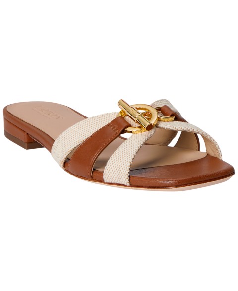 Женские сандалии Lauren Ralph Lauren Women's Blaike Cross-Dyed Canvas Slide Sandals