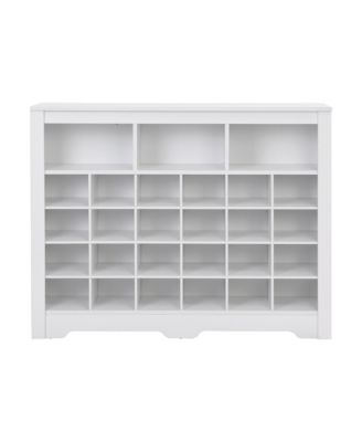 Sleek Design 24 Shoe Cubby Console, 5-Tier Storage Cabinet with Curved Base, Freestanding Shoe Organizer for Hallway, Living Room