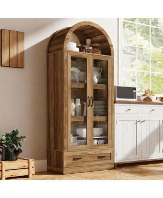 75" Tall Arched Farmhouse Cabinet with Load-bearing Steel Pipe for Kitchen & Living