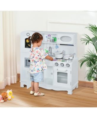 Kids Kitchen Playset with Accessories Storage and Water Dispenser