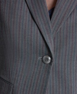 Women's Short-Sleeve Single Button Stripe Jacket