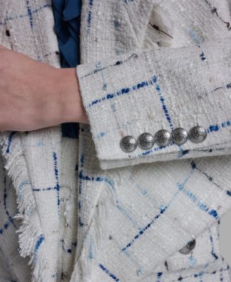 Women's Tweed Open Front Fringe Jacket