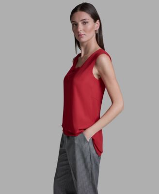 Women's V-Neck Lace Detail Pull-On Top